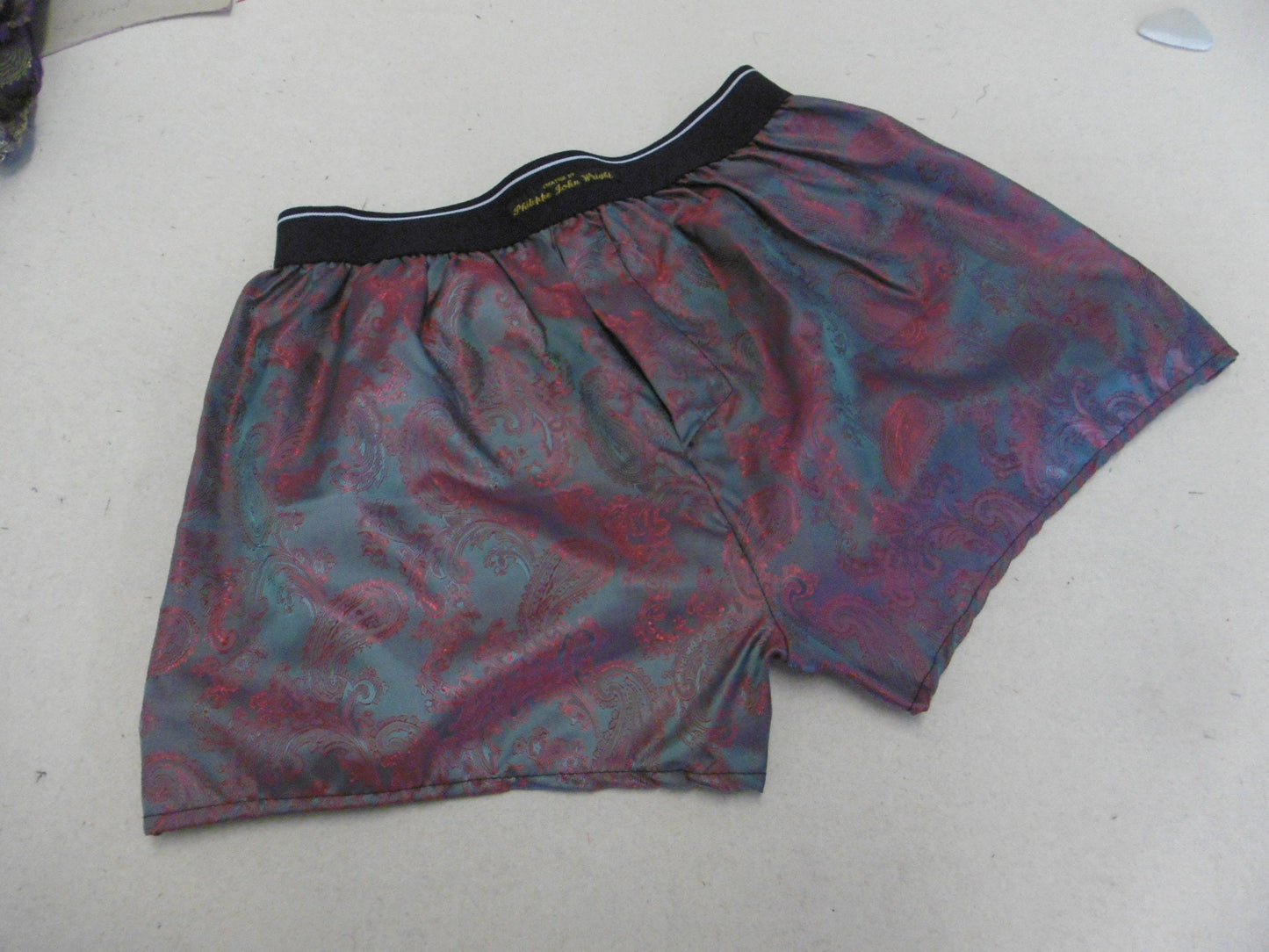 Cherry silk underpants cashmere pattern handmade and made in France