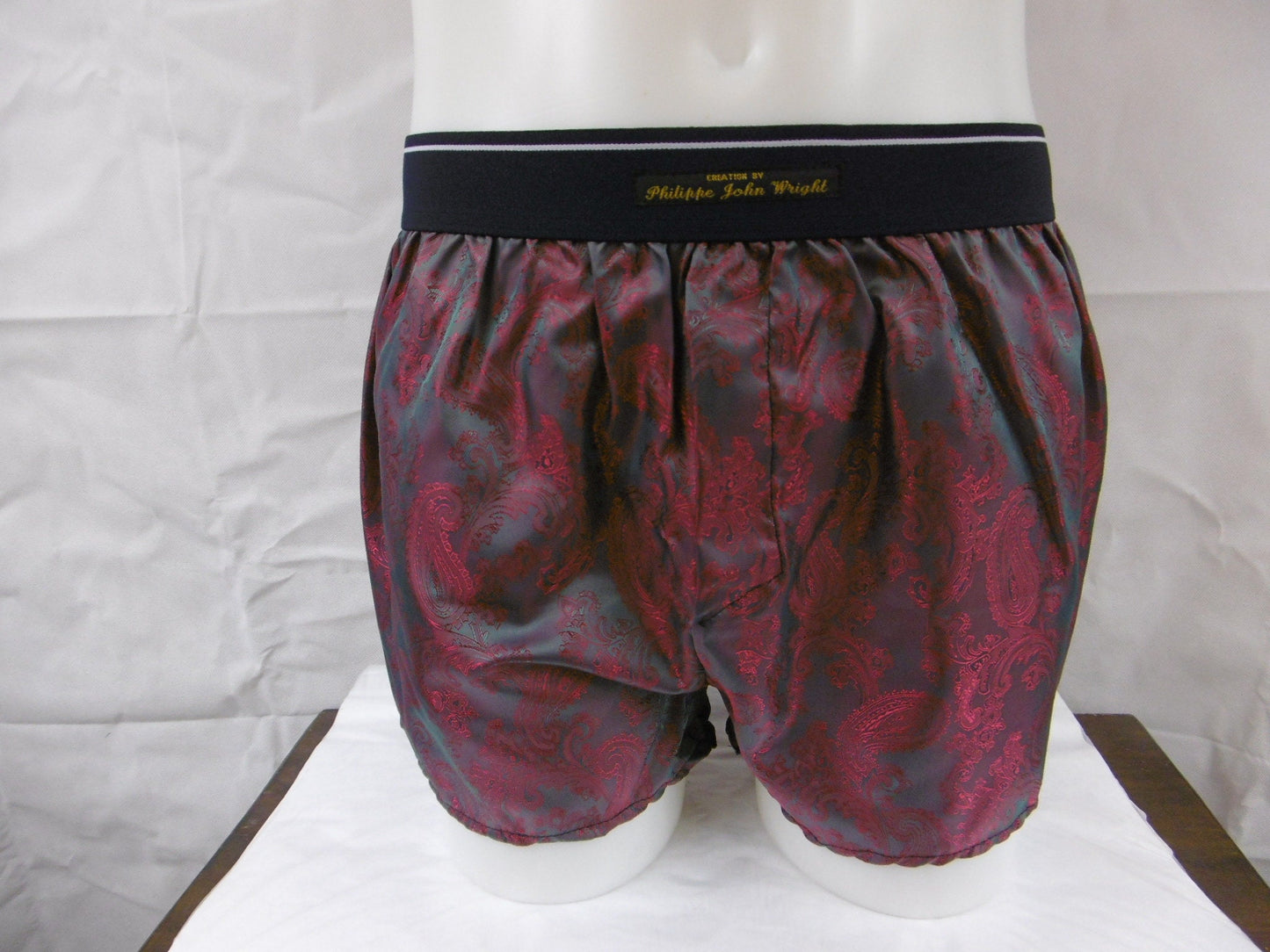 Cherry silk underpants cashmere pattern handmade and made in France