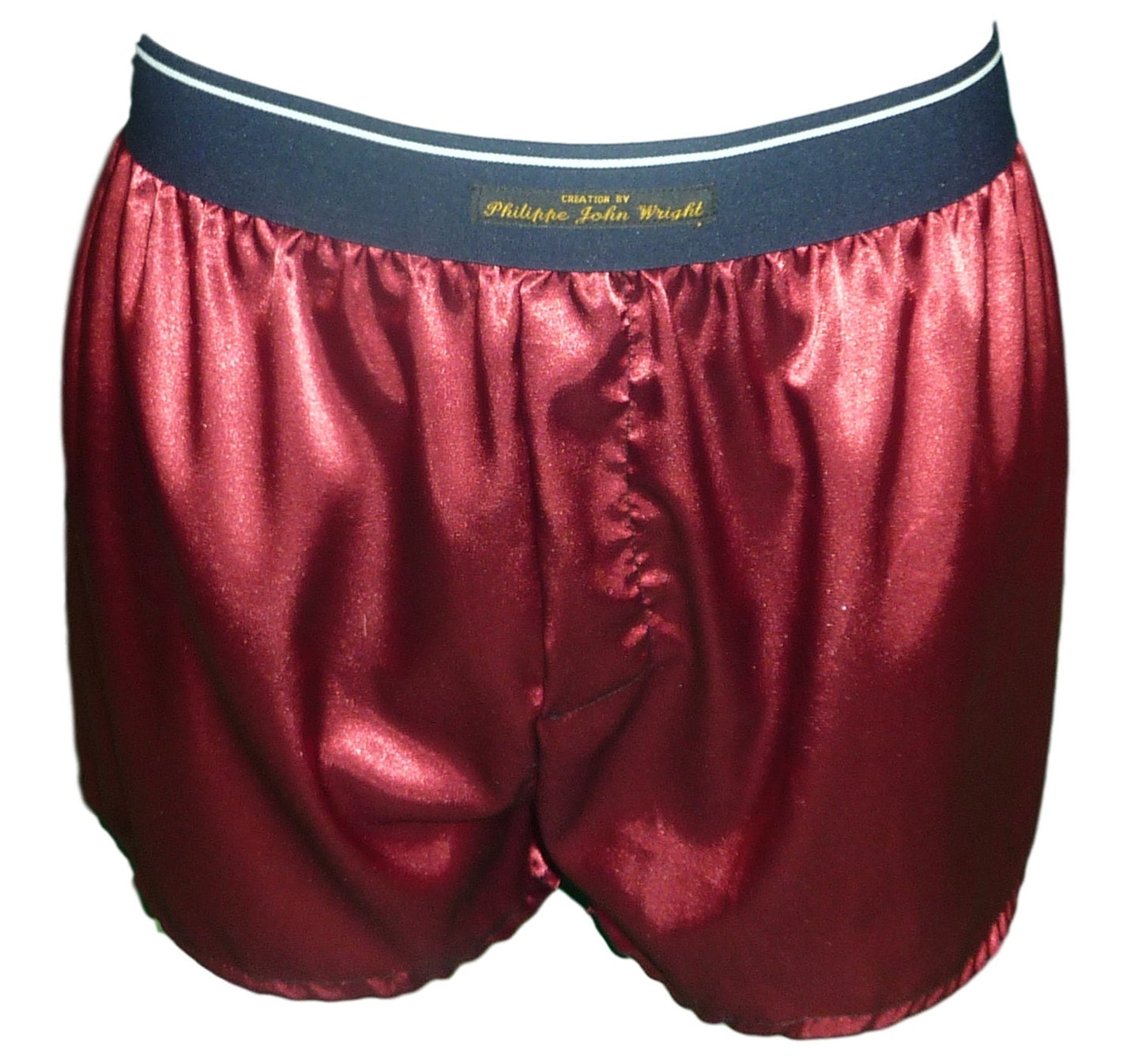 Burgundy burgundy silky satin boxer shorts for men made in France