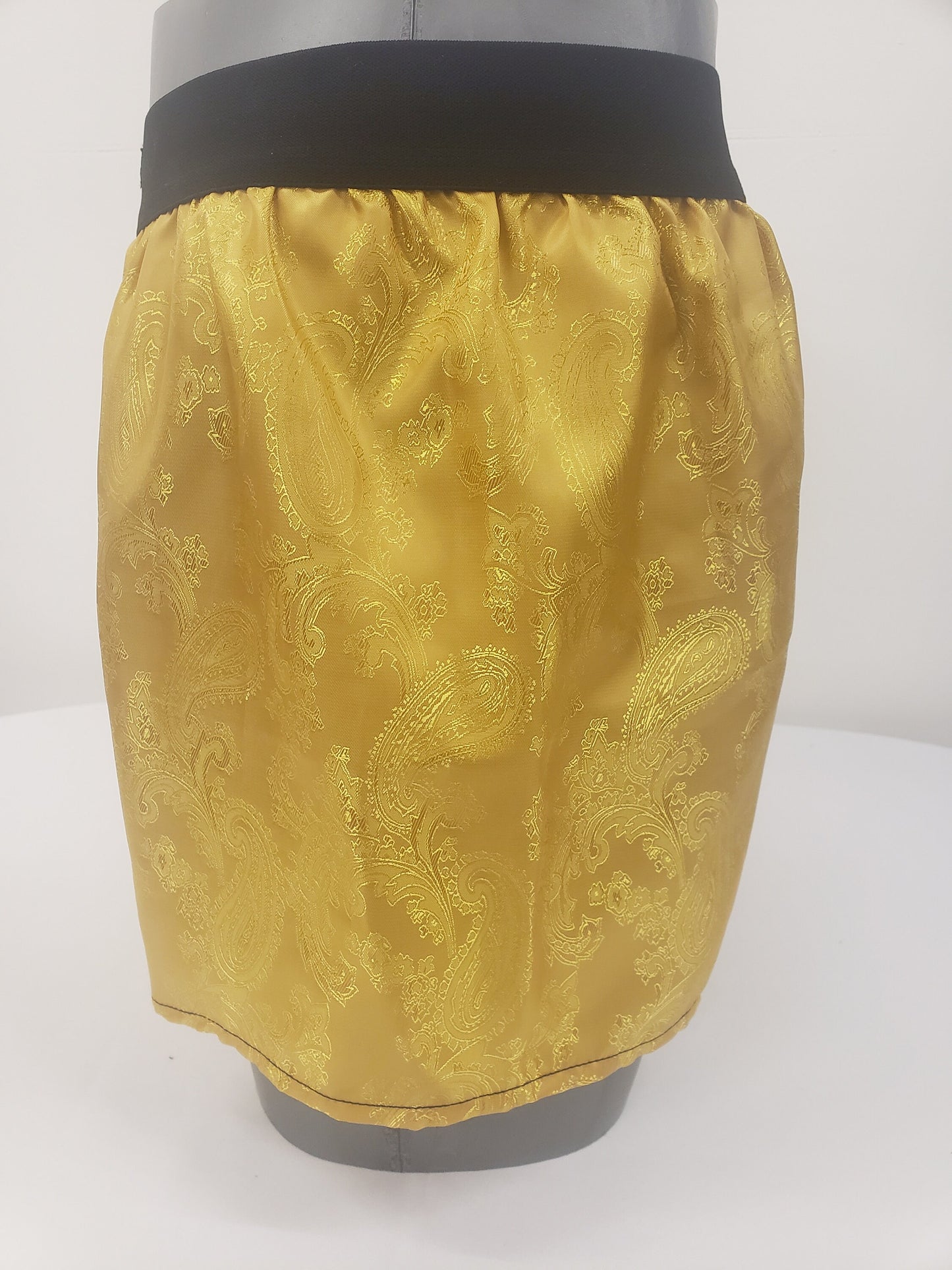 SHINY GOLD silk boxer shorts paisley motif made in France