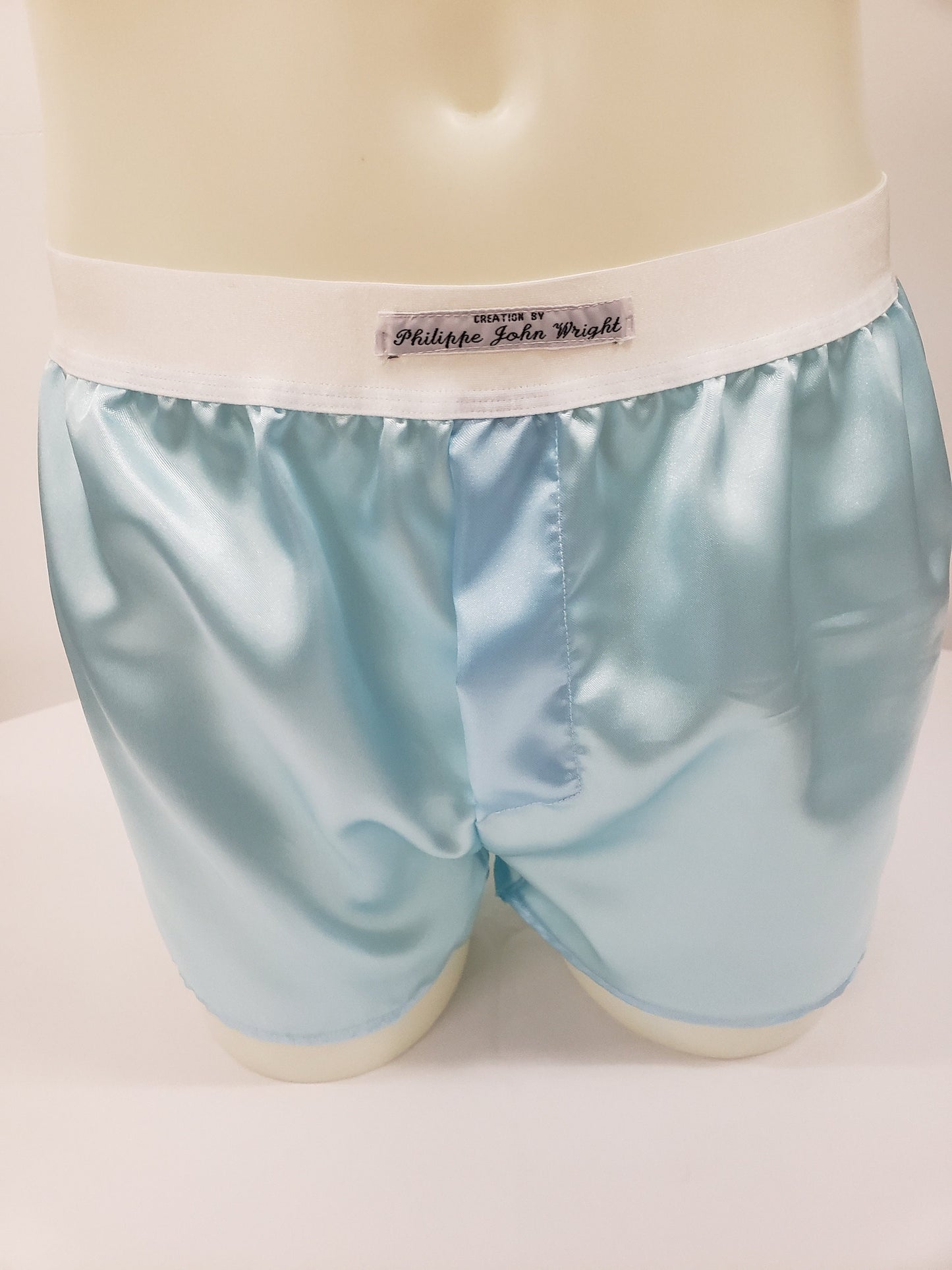 pale pink and pale blue satin boxer shorts bundle for men made in France