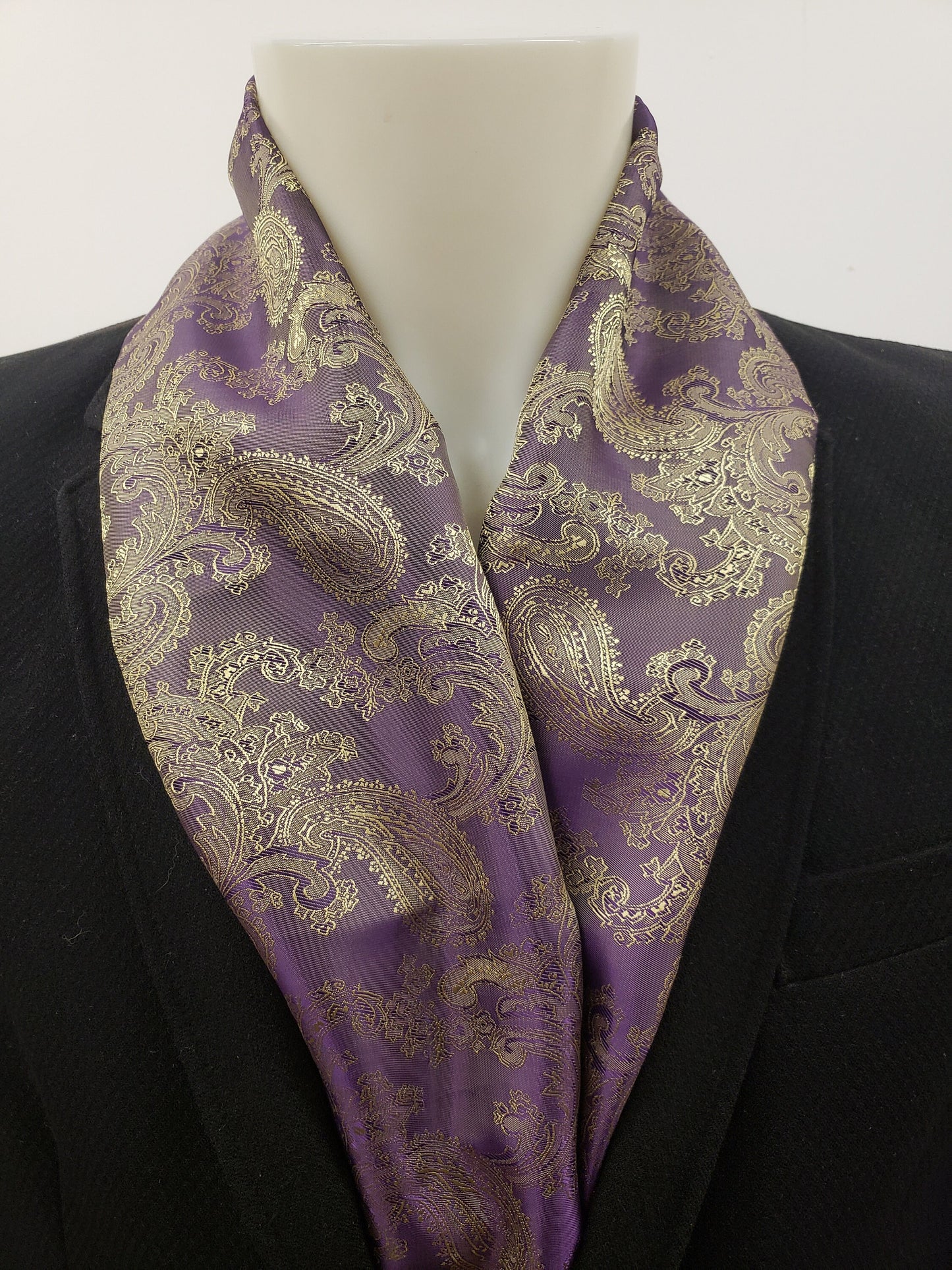 Double-sided pure Silk scarf with a paisley motif "20X140 cm",Hand made in France