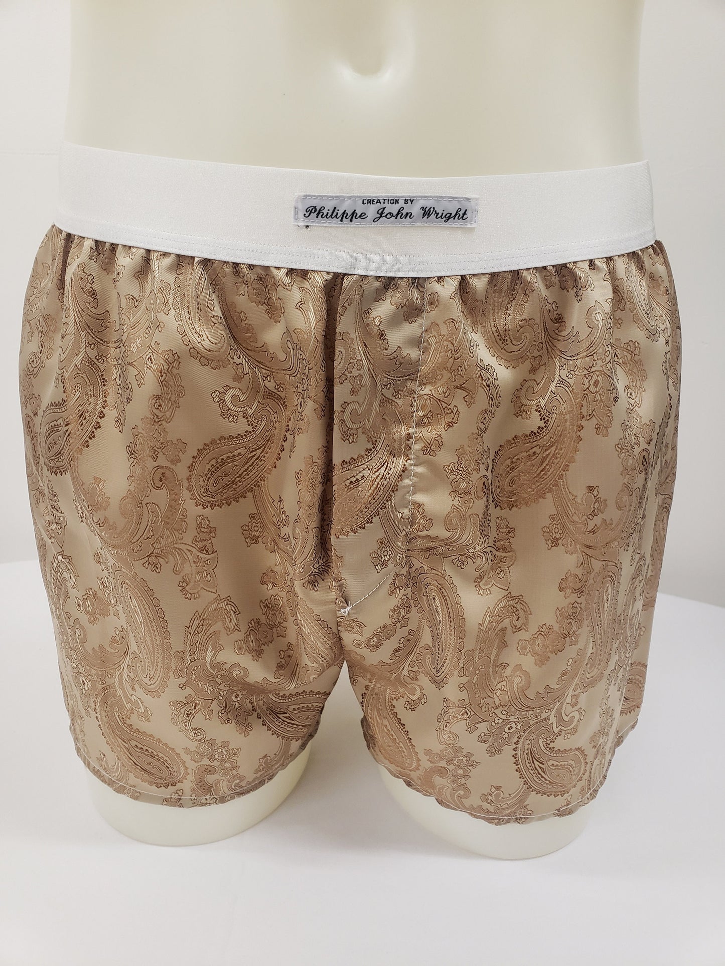 Two silk boxer shorts double bundle paisley pattern made in France Red and Ivory