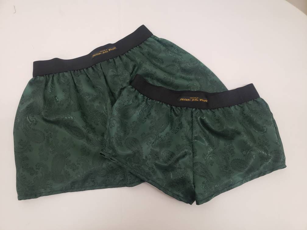 His and her Silk boxer short and boy shorts bundle hand made in France perfect for gifts