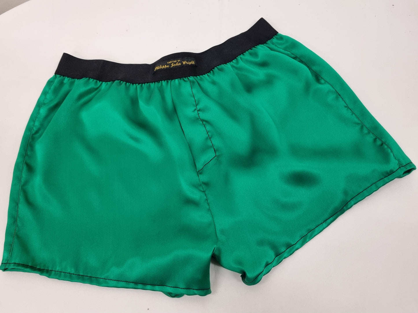 High quality green Silk boxer shorts made in France