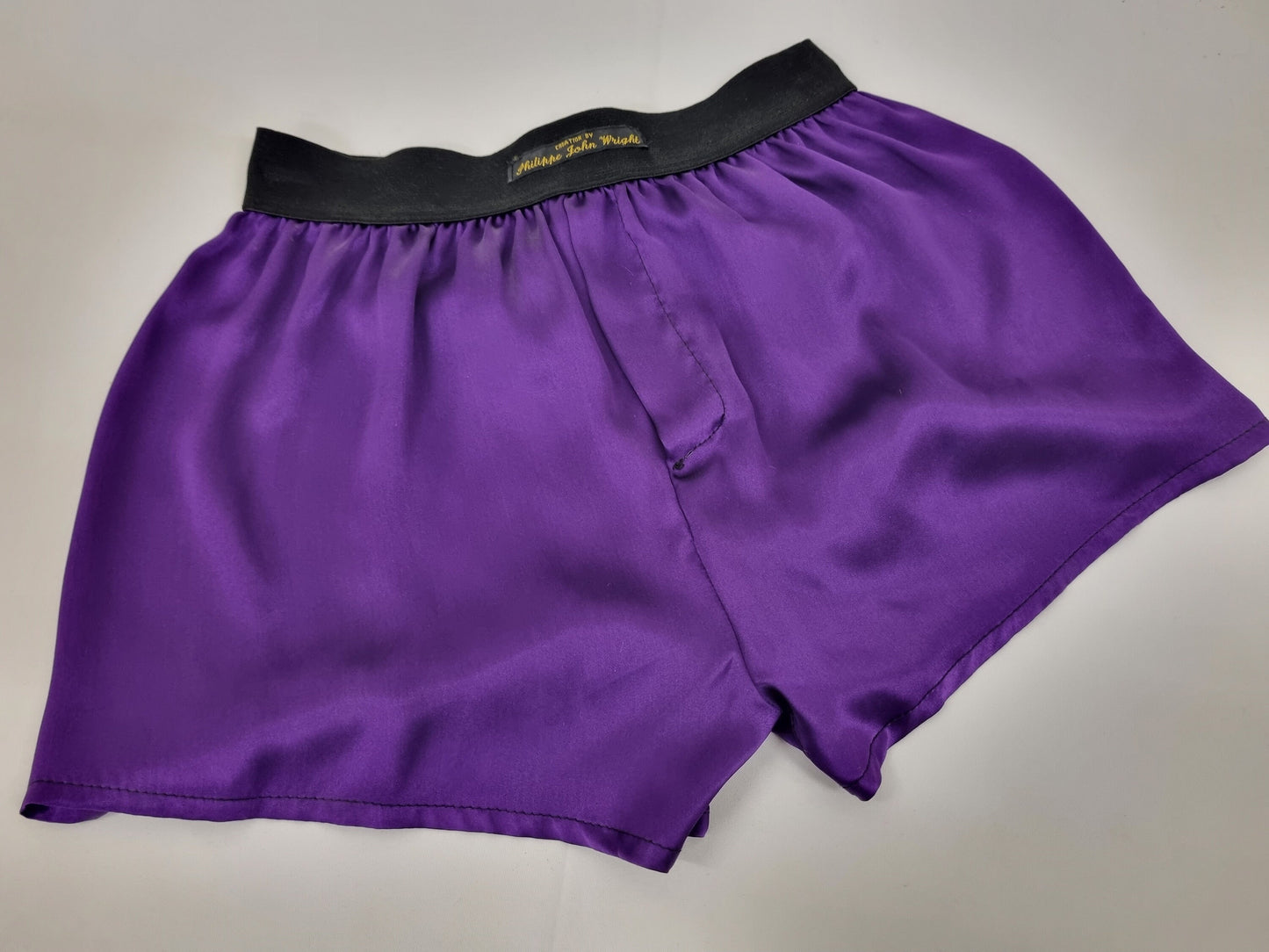 High quality royal purple Silk boxer shorts made in France
