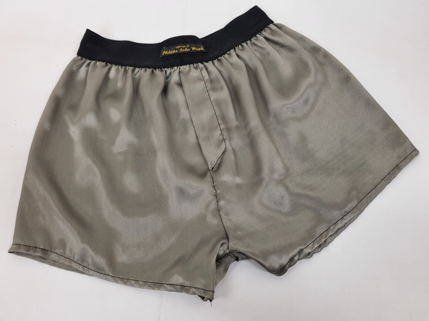 High quality silver grey Silk boxer shorts made in France