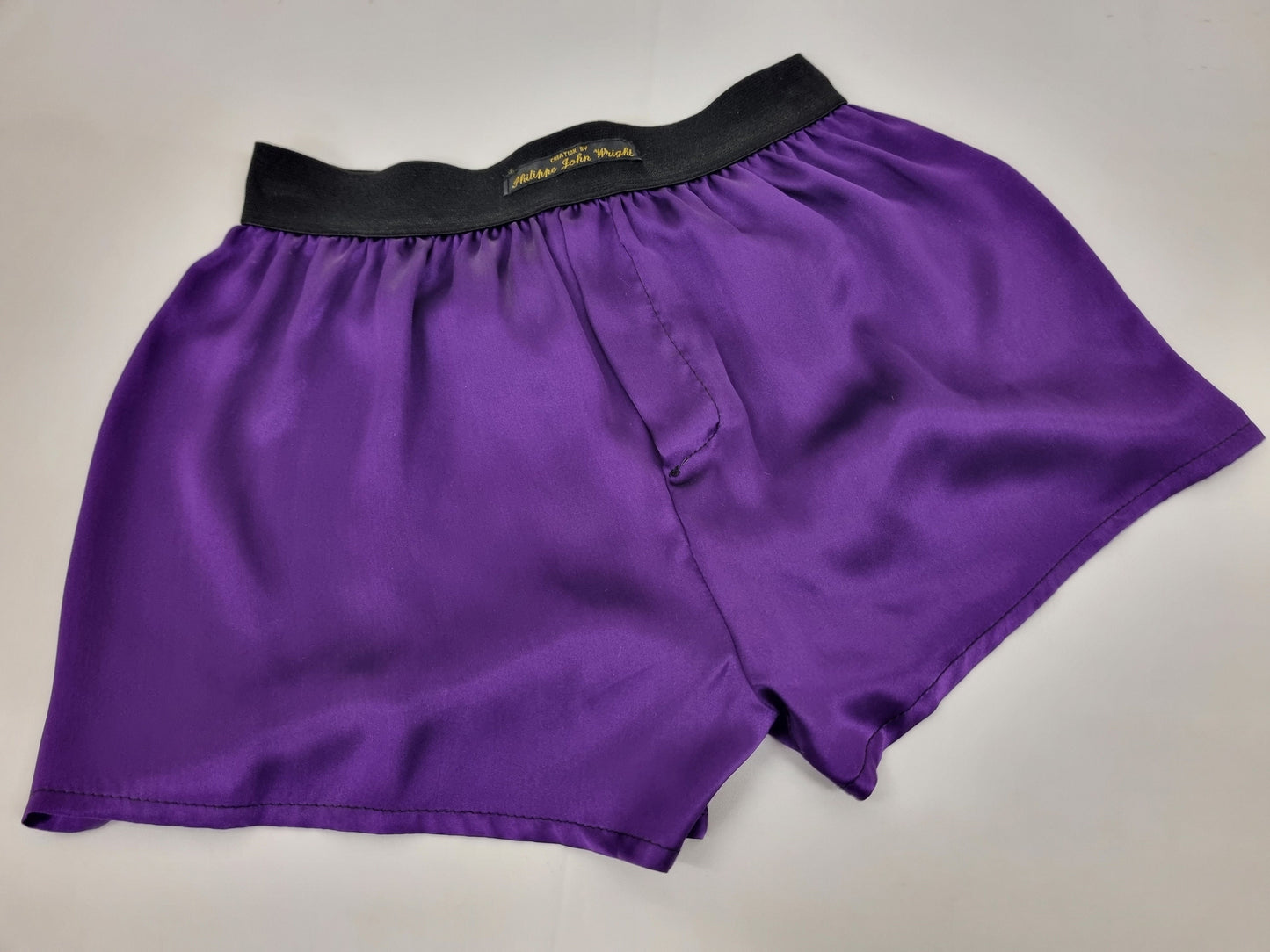 High quality double bundle silver and purple Silk boxer shorts made in France
