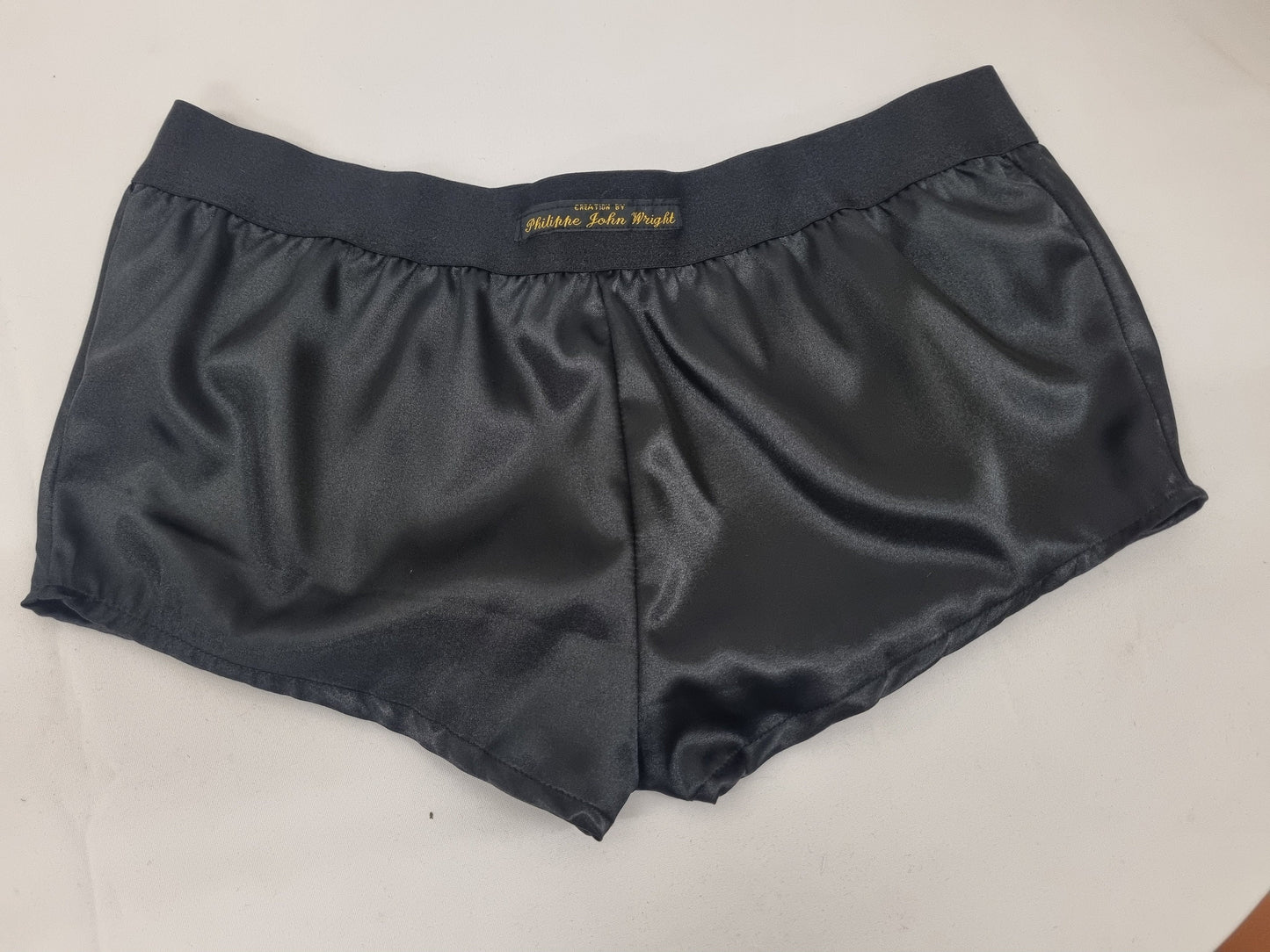 Womans BLACK satin boy shorts, pajamas, French knickers made in France