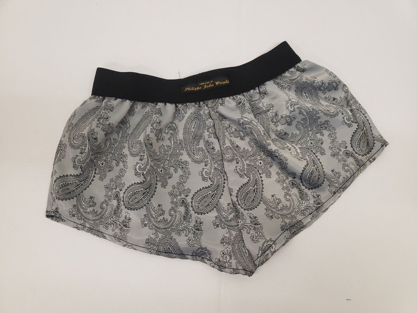 Womans double bundle RED and SILVER silk paisley boy shorts, pajamas, french knickers made in france