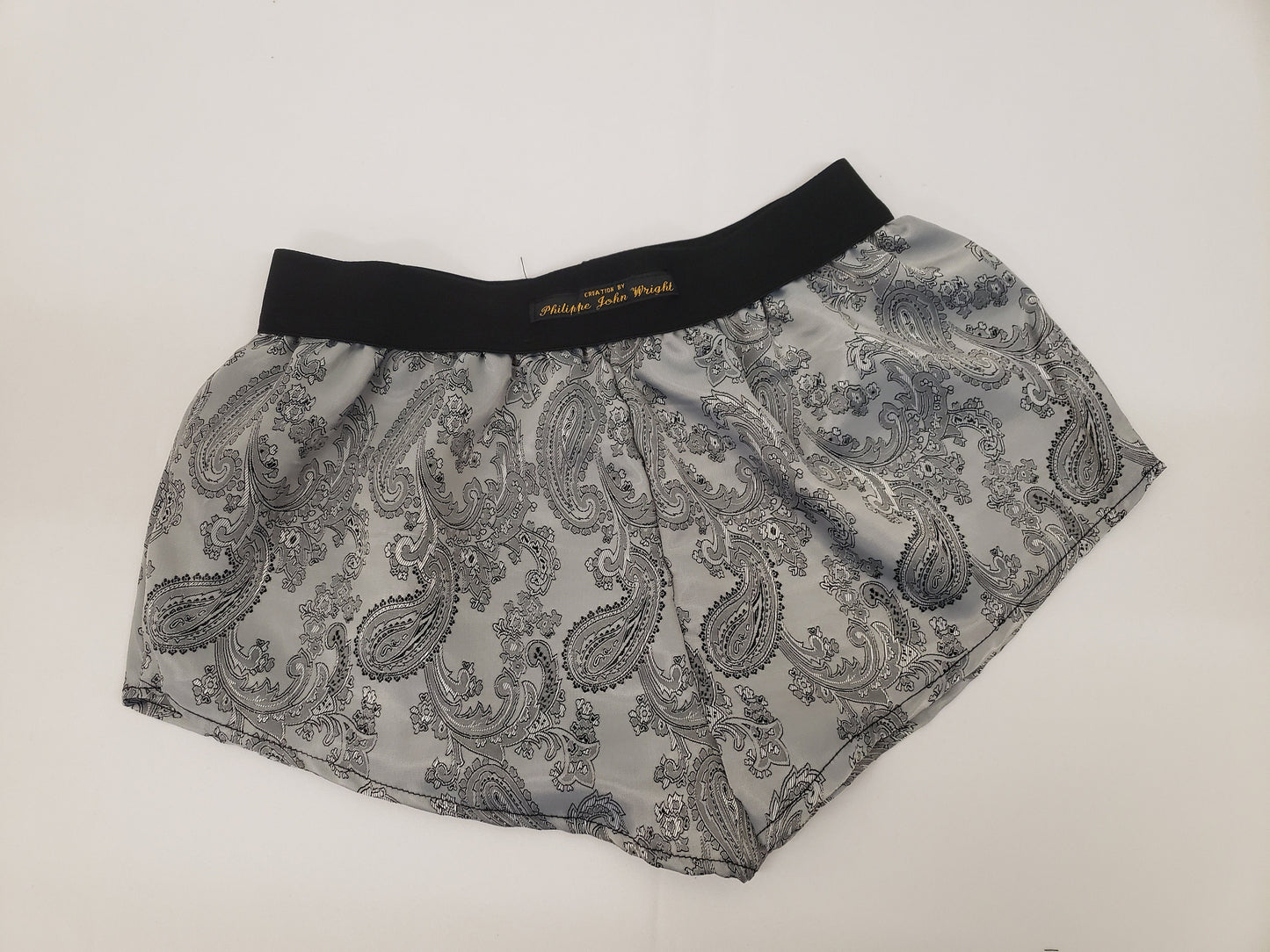 Womans double bundle NAVY and SILVER silk paisley boy shorts, pajamas, french knickers made in France