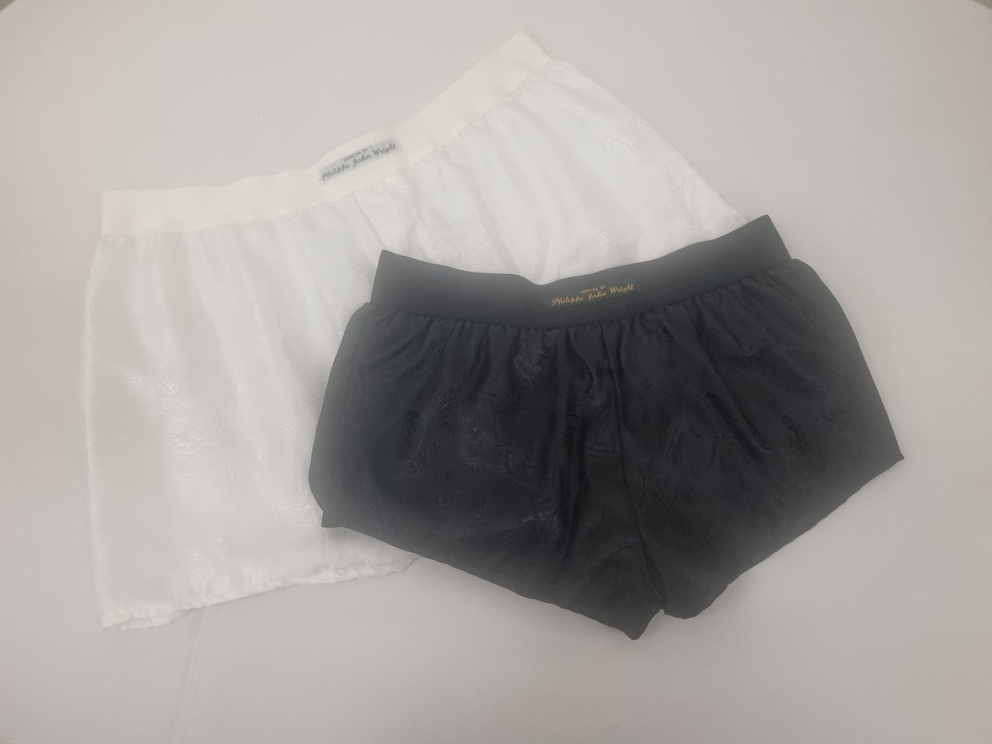 Her BLACK and his white boxer short and boy shorts bundle hand made in France perfect for gifts