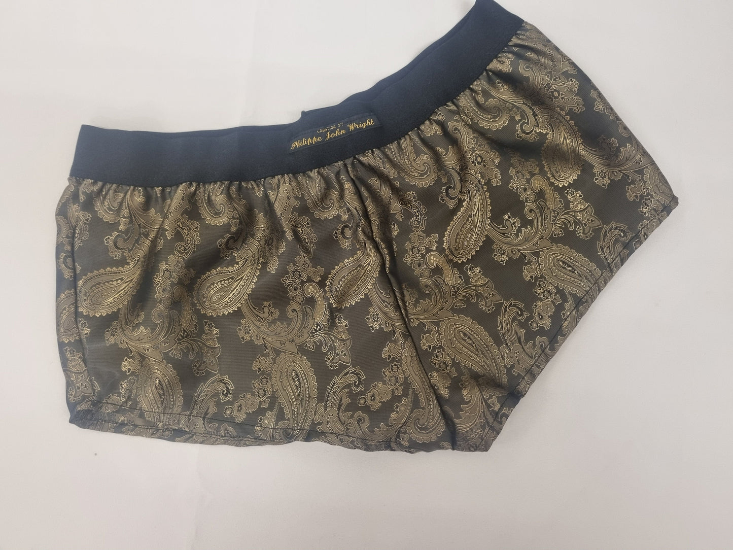 Womans GOLD silk paisley boy shorts, pajamas, French knickers made in France