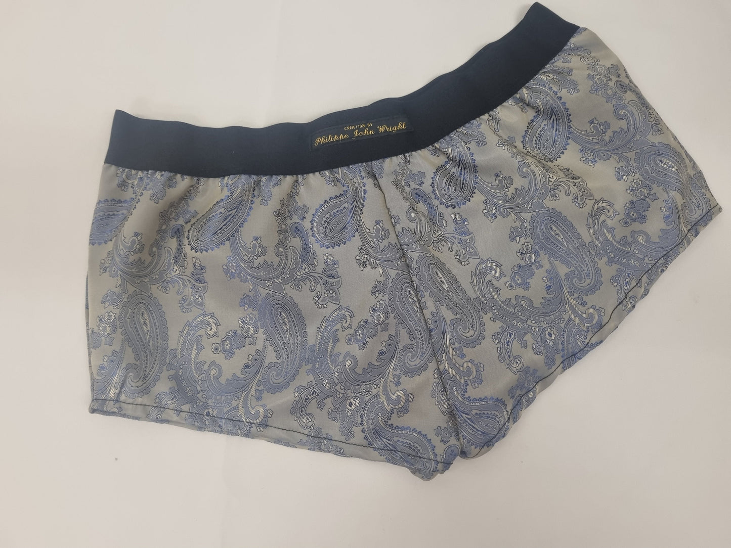 Womans double bundle PINK and BLUE silk paisley boy shorts, pajamas, French knickers made in France