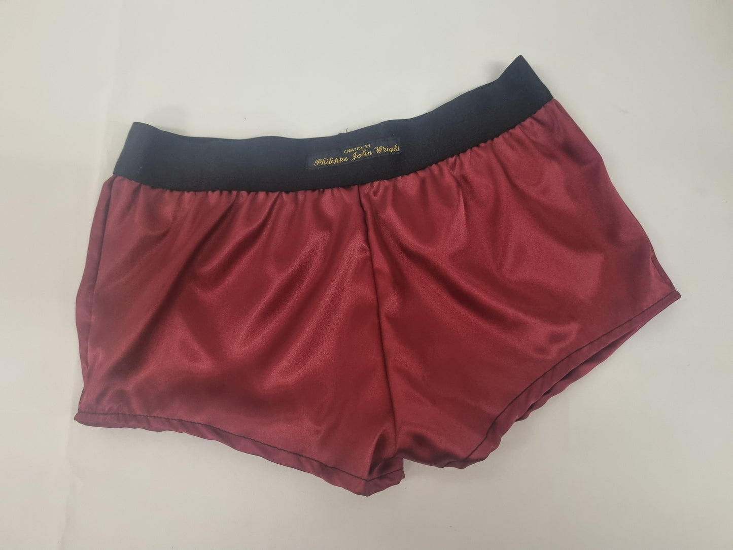 Womans BURGUNDY satin boy shorts, pajamas, french knickers made in France