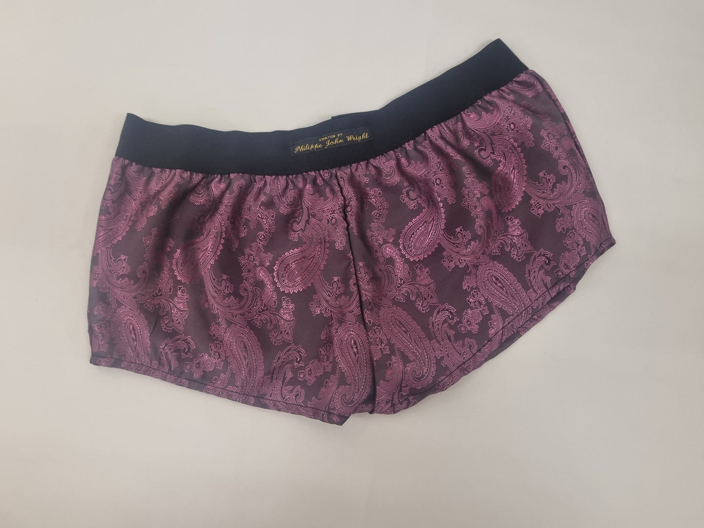 Woman PINK silk paisley boy shorts, pajamas, french knickers made in france
