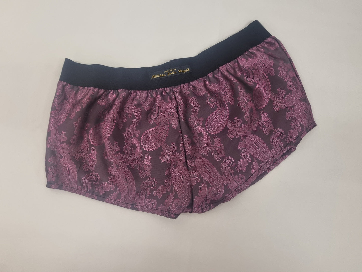 Woman PINK silk paisley boy shorts, pajamas, French knickers made in France