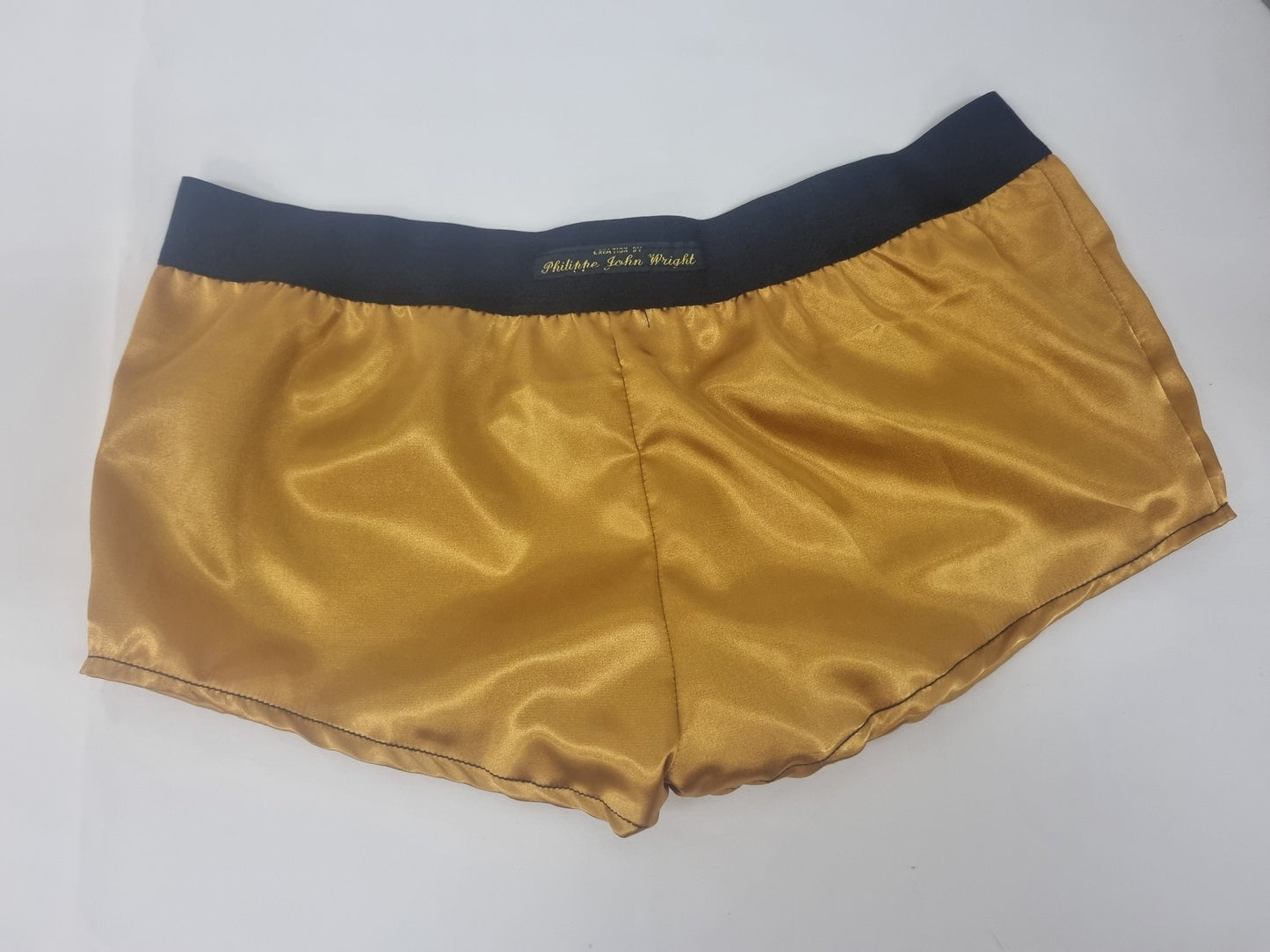 Womans GOLD satin boy shorts, pajamas, French knickers made in France