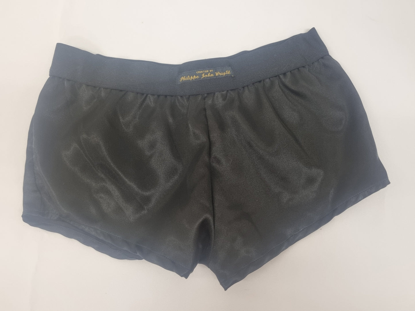 Womans double bundle ROYAL BLUE and BLACK satin boy shorts, pajamas, French knickers made in France
