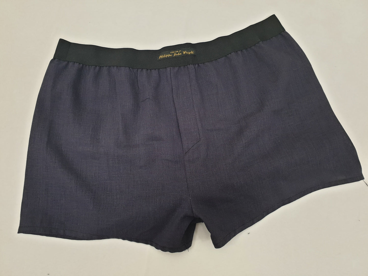 couple gift matching underwear His and her linen NAVY BLUE boxer short and boy shorts bundle hand made in France.
