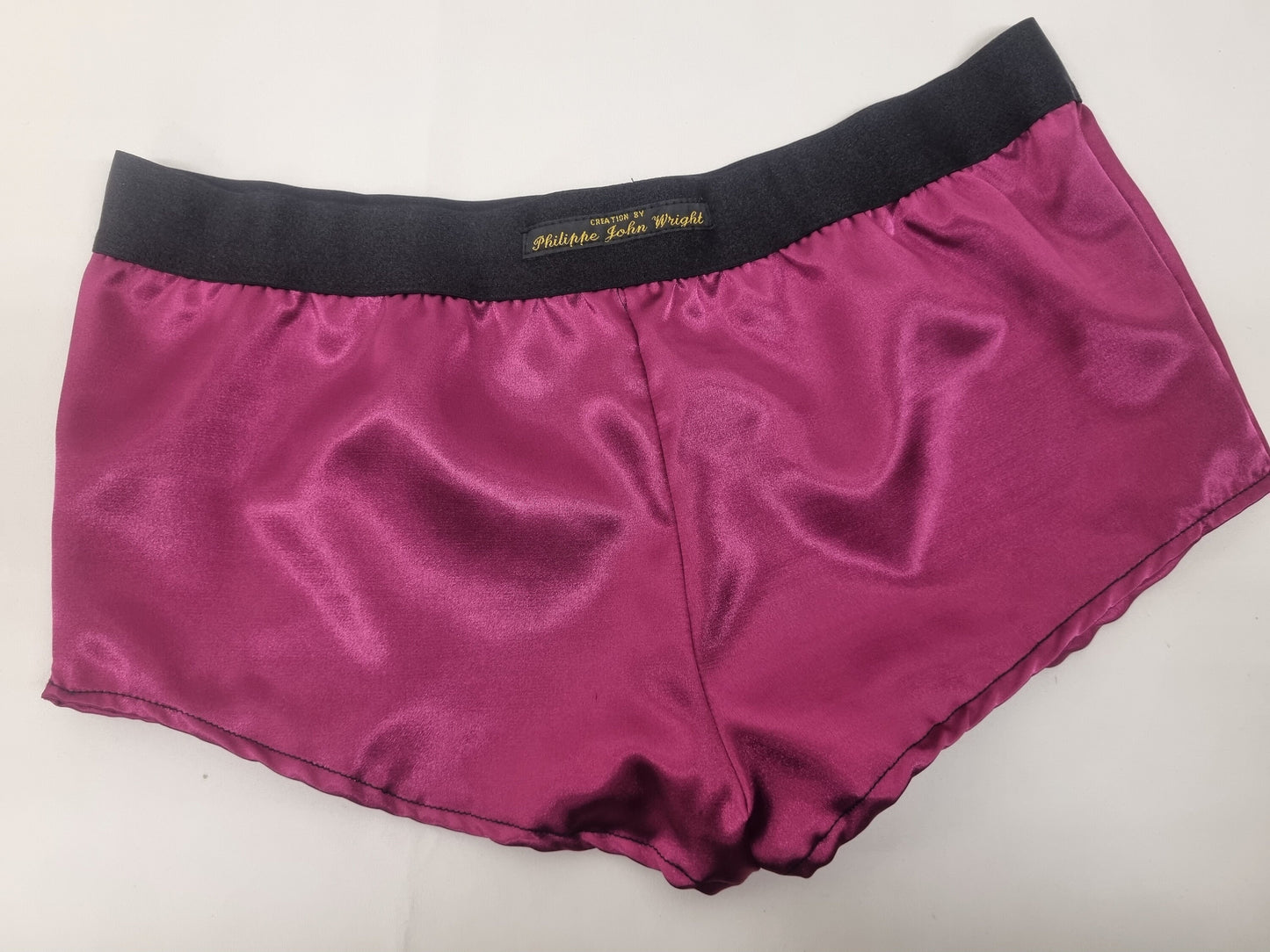 Womans MAGENTA satin boy shorts, pajamas, french knickers made in France