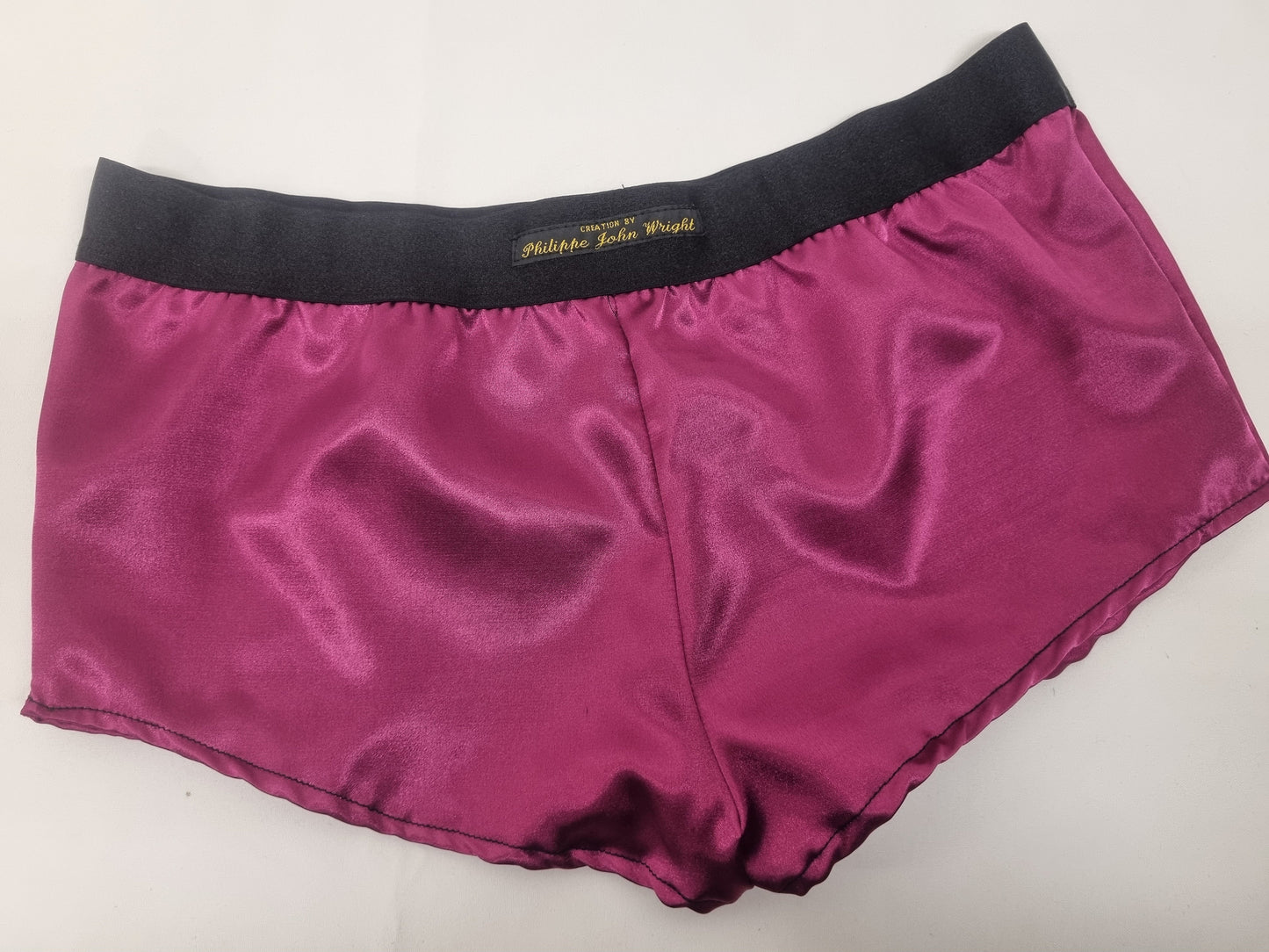Womans MAGENTA satin boy shorts, pajamas, french knickers made in France