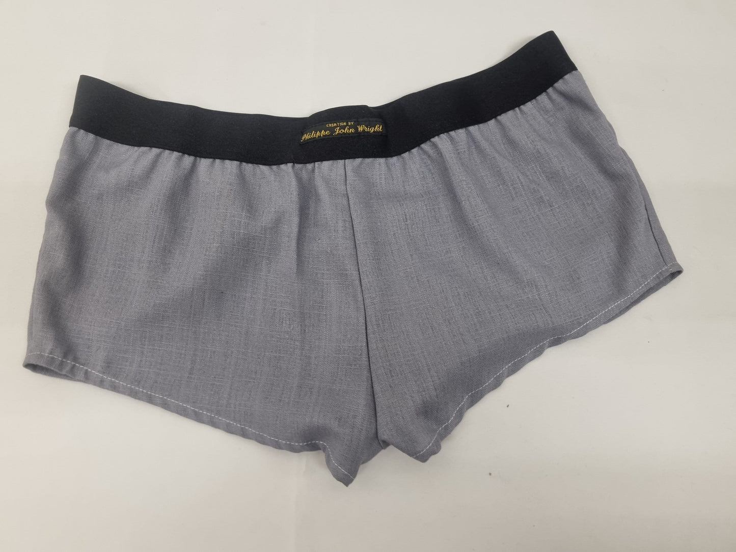 couple gift matching underwear His and her linen GREY boxer short and boy shorts bundle hand made in France.
