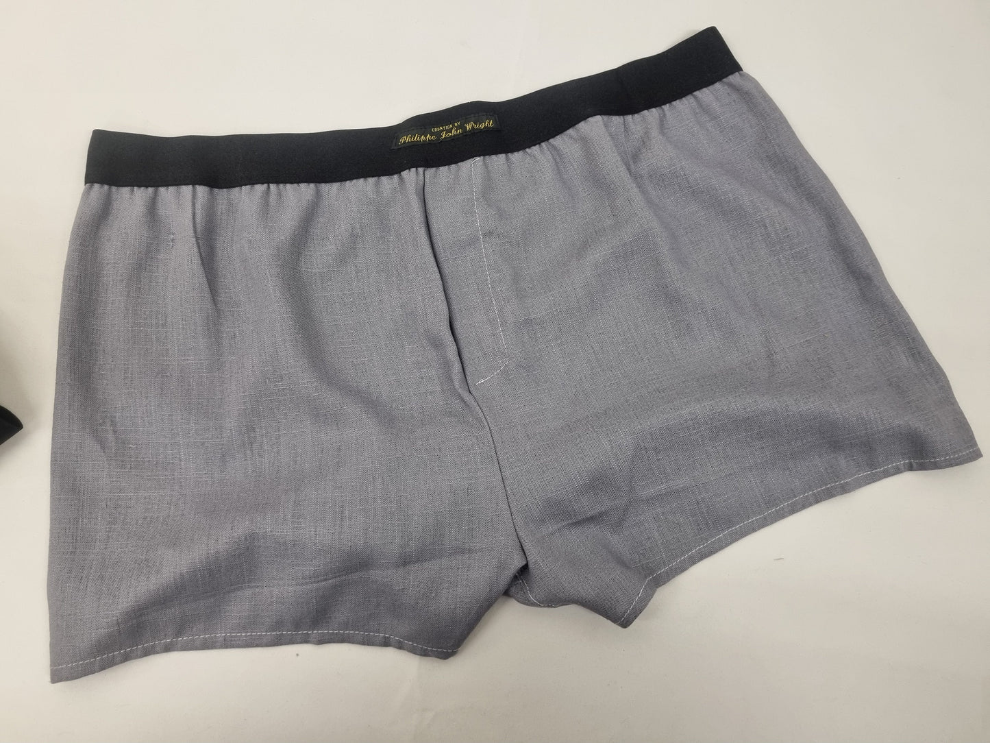 couple gift matching underwear His and her linen GREY boxer short and boy shorts bundle hand made in France.