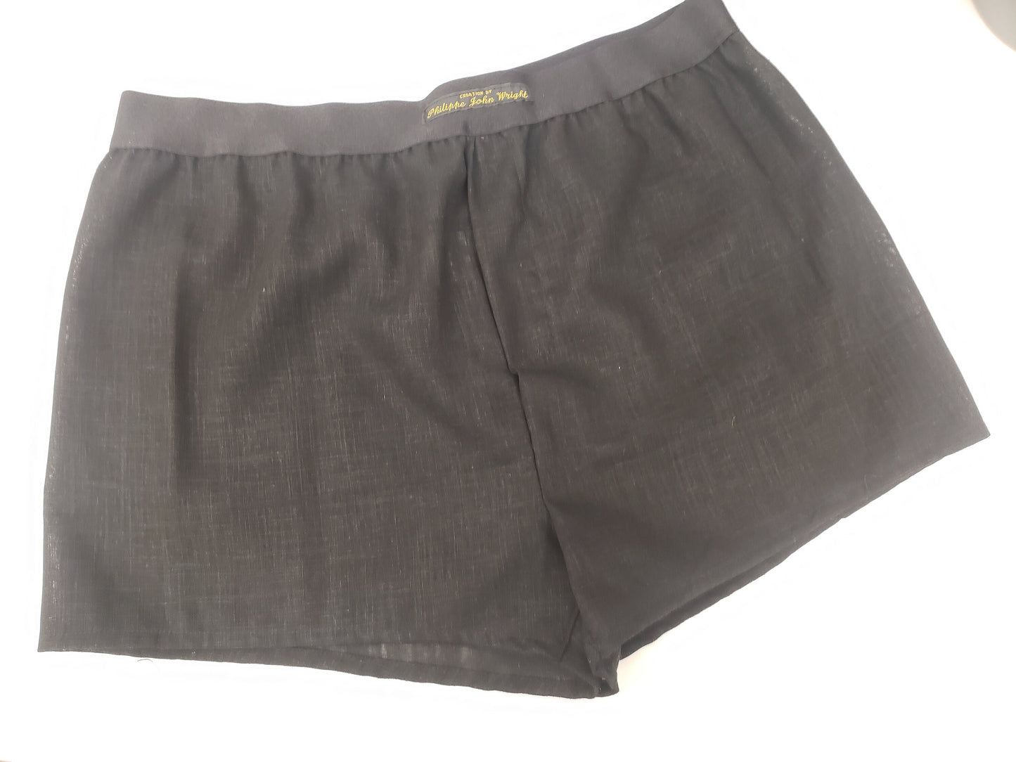 Three LINEN men boxer short bundle with black elastic. gray, black, beige.
