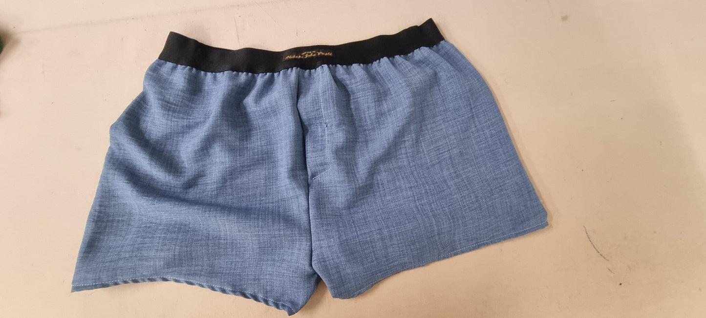 Hand made natural organic LINEN men boxer short with soft elastic.