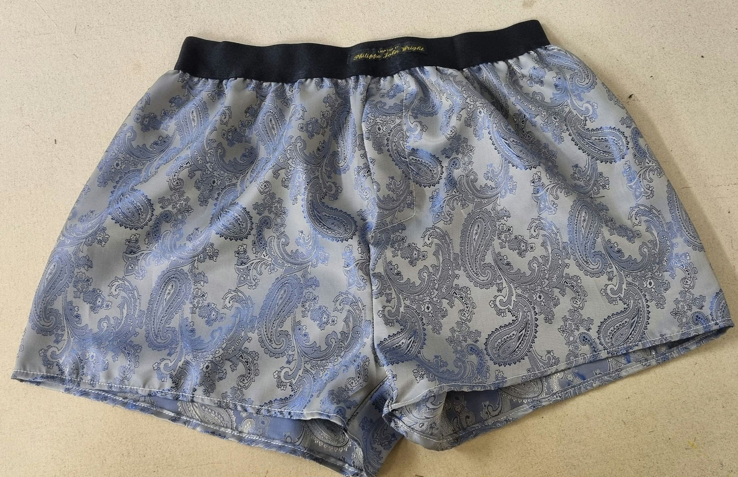 silk boxer shorts paisley pattern made in France NAVY and ROYAL BLUE.