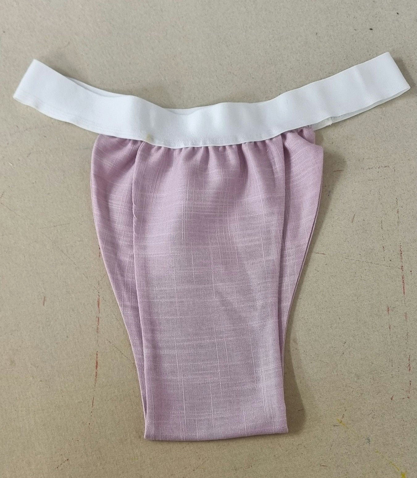Men thong PALE PINK organic linen briefs tanga like underwear fully lined soft elastic