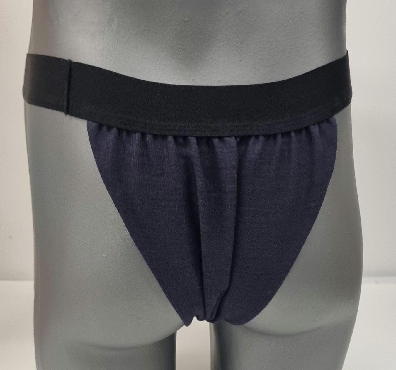 Men thong BLUE and NAVY organic linen briefs tanga like underwear fully lined soft elastic bundle