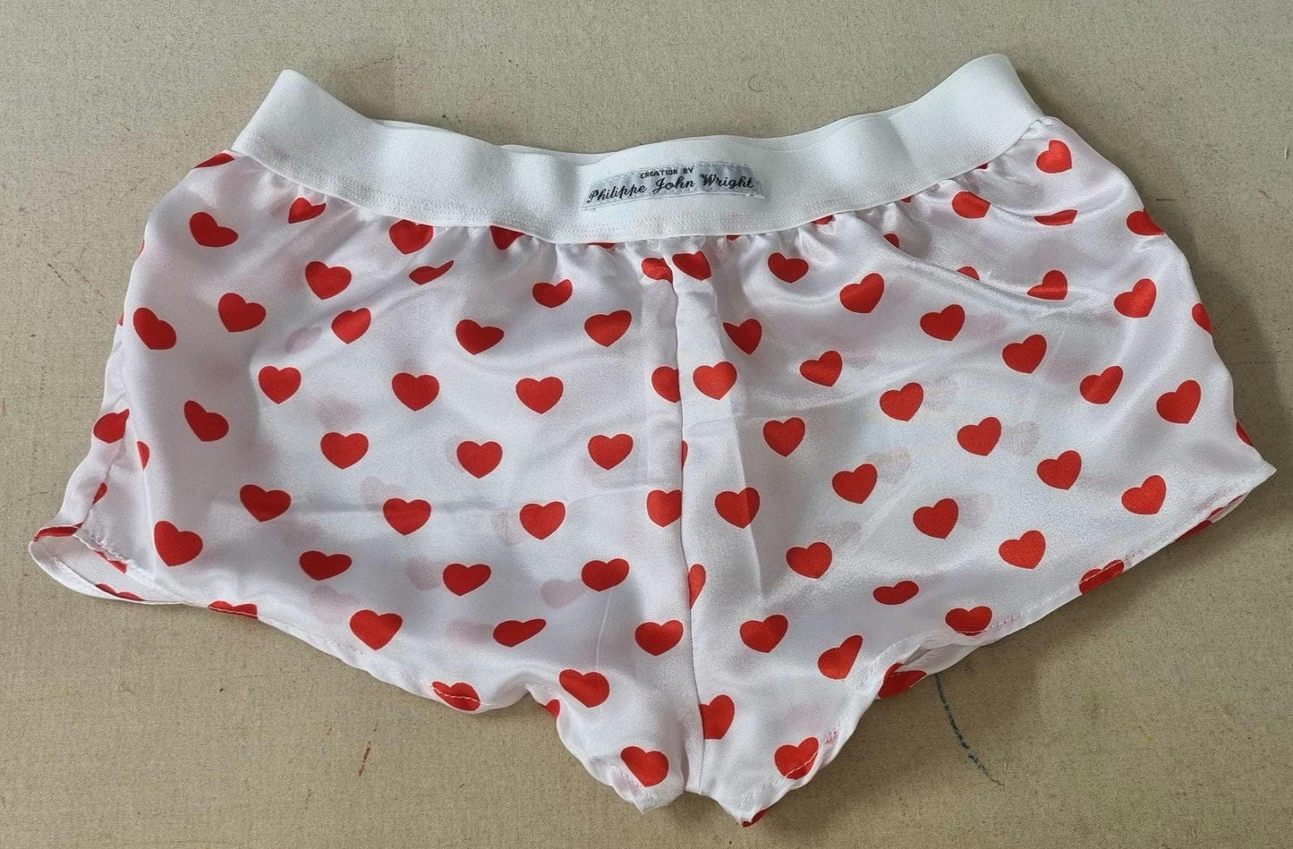 His and her love hearts silky Satin boxer short and boy shorts bundle hand made in France perfect for gifts