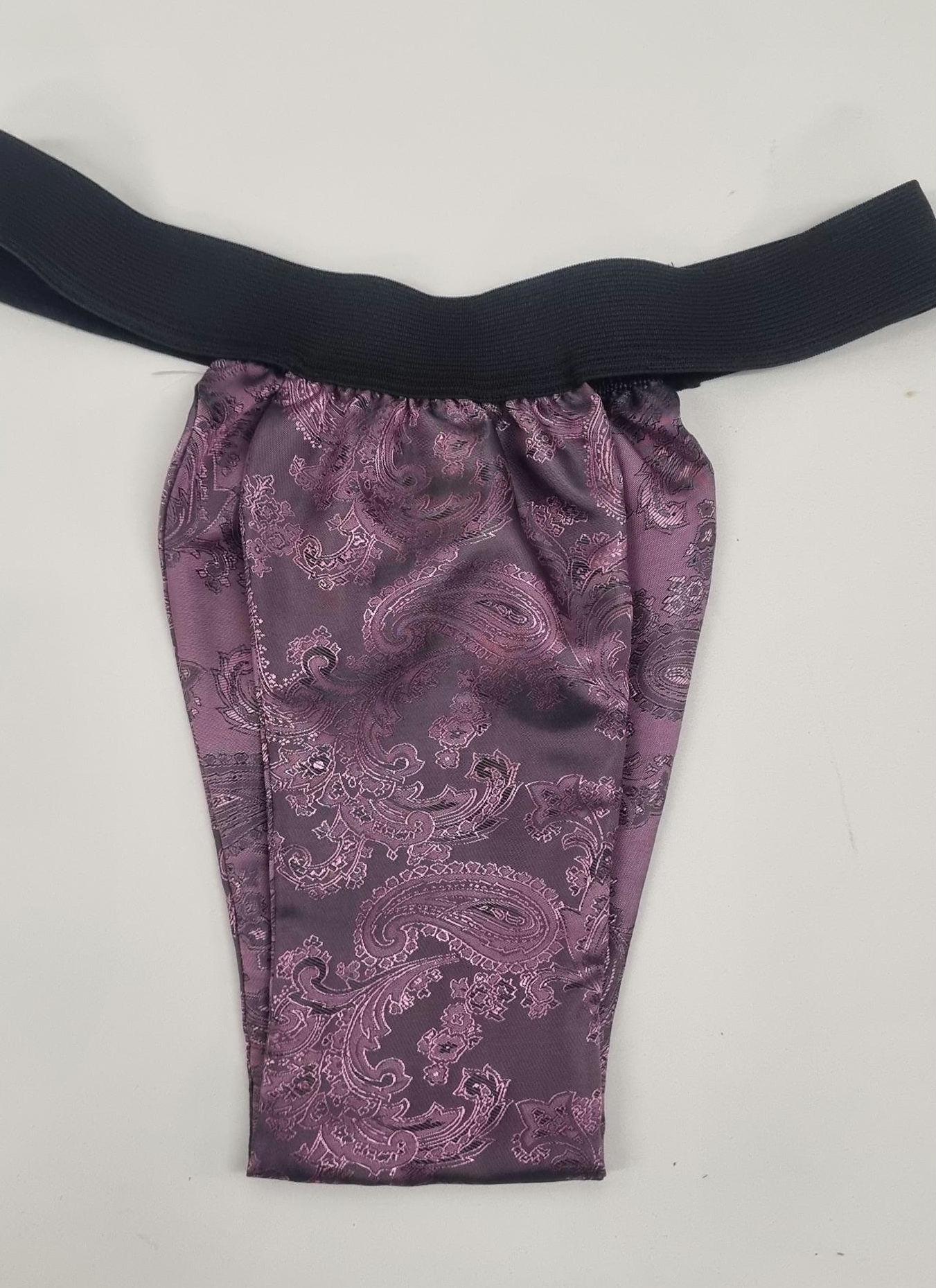 Men PINK shiny silk paisley pattern briefs tanga like underwear fully lined with silky finish.