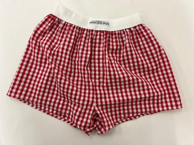 Gingham fabric natural cotton men boxer short mde in France with white elastic. Tablecloth pattern