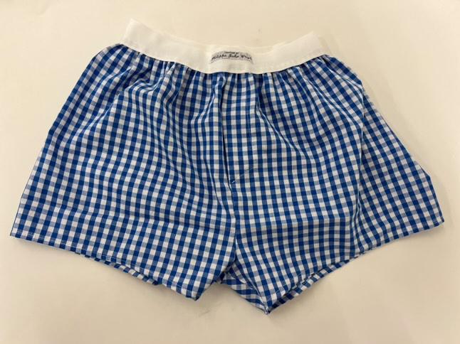Gingham fabric natural cotton men boxer short mde in France with white elastic. Tablecloth pattern