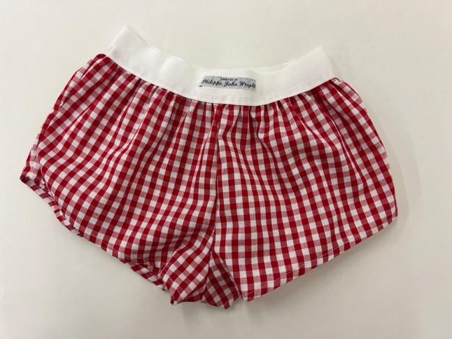 Gingham fabric natural cotton men boxer short mde in France with white elastic. Tablecloth pattern