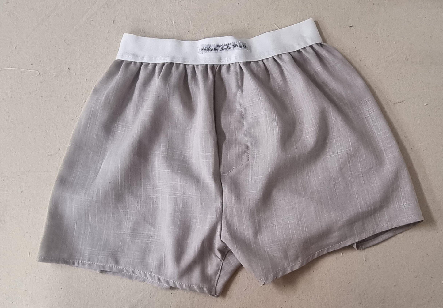 White and beige LINEN men boxer short bundle with white elastic.