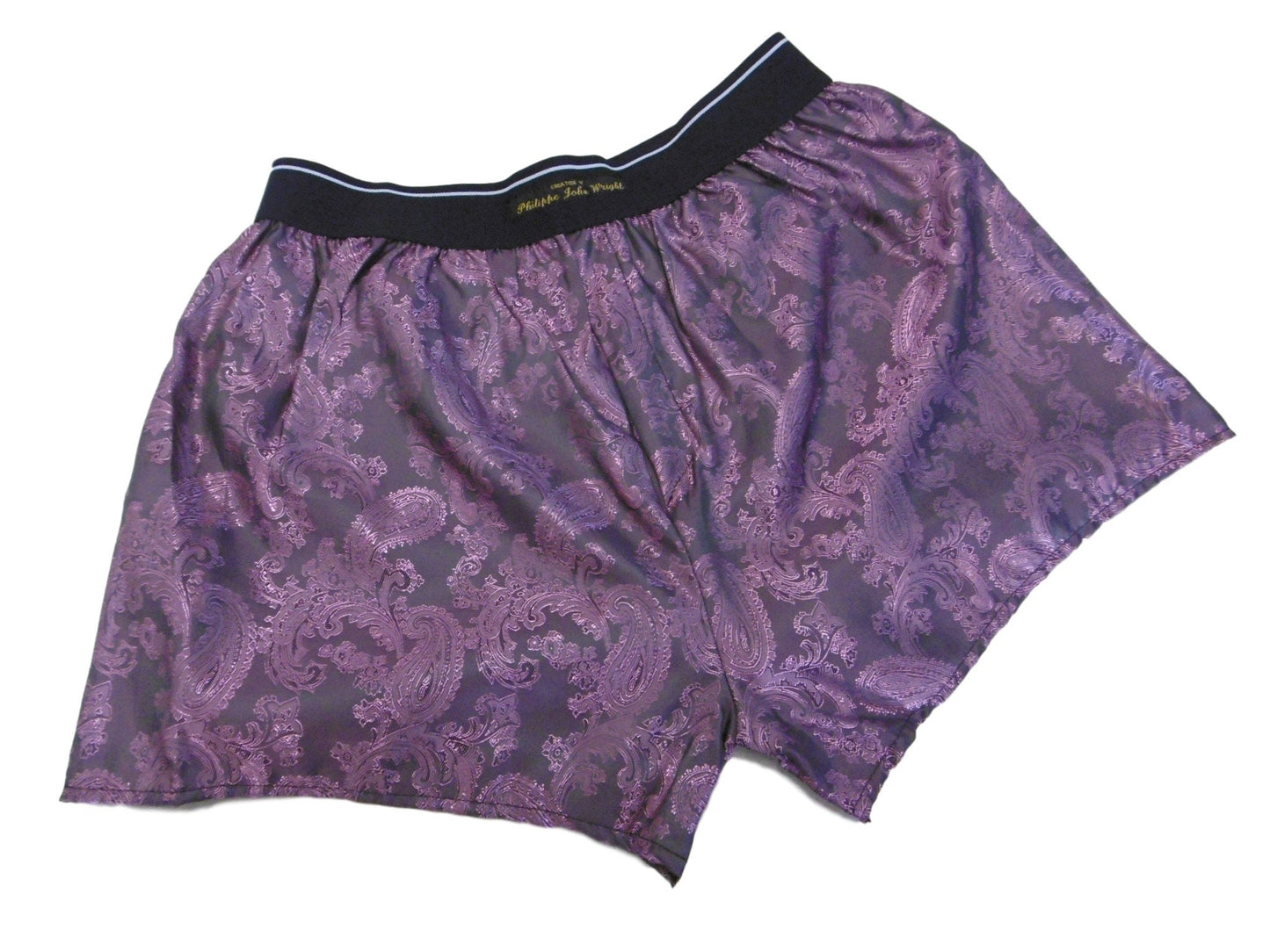 Silk boxer shorts paisley motif made in France