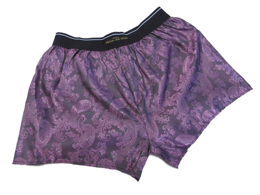 Silk boxer shorts paisley motif made in France