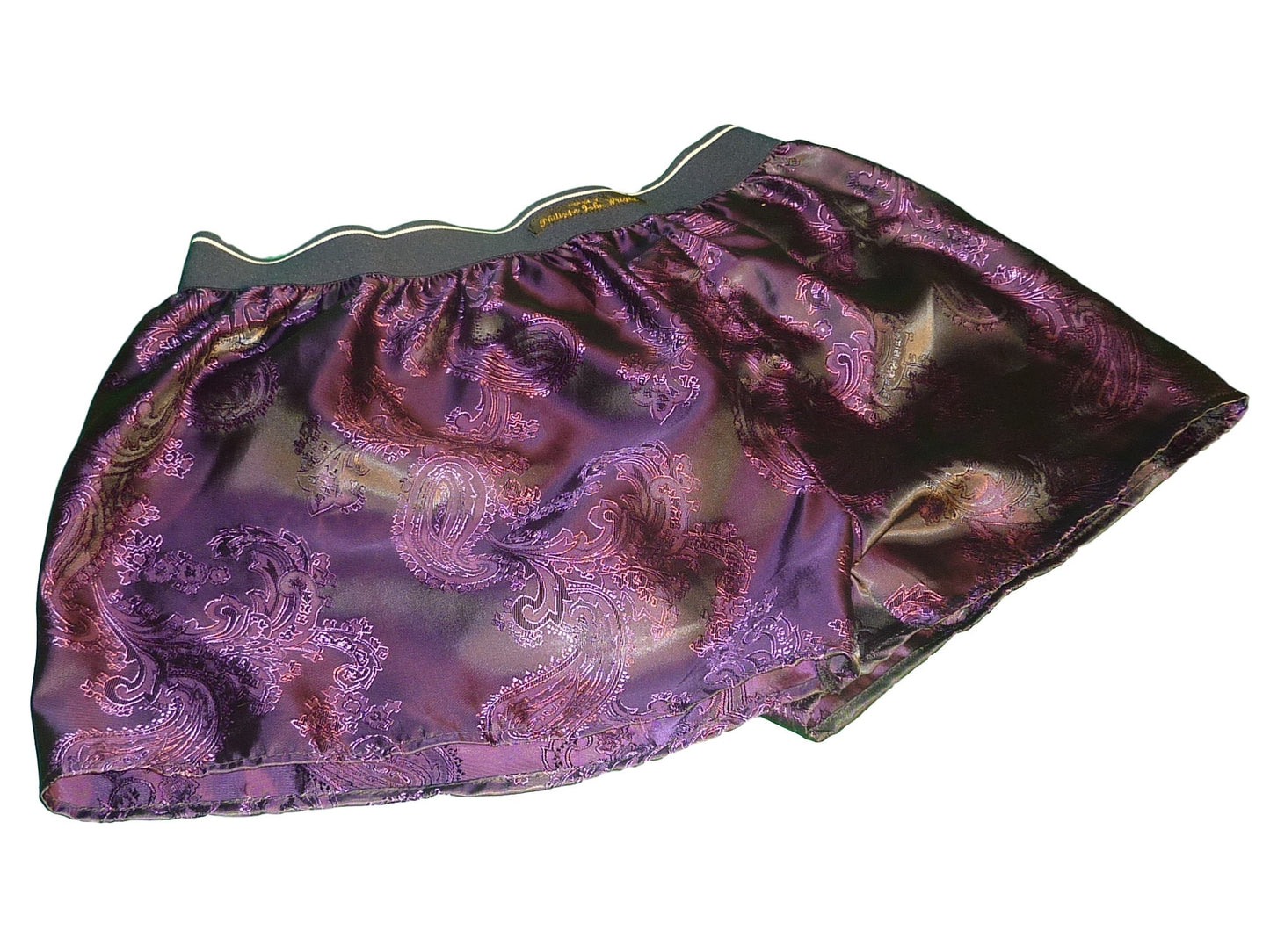 Silk boxer shorts in purple paisley motif hand made in France. husband present gift for boyfriend aniversary groom wedding.