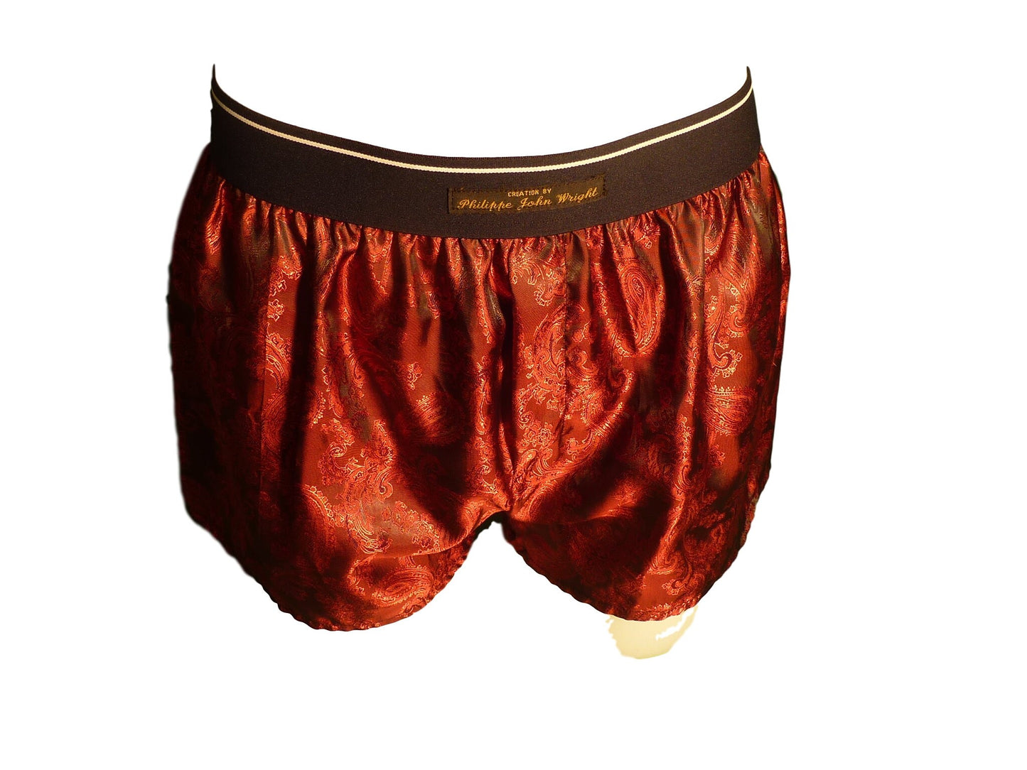 Silk boxer shorts paisley motif made in France