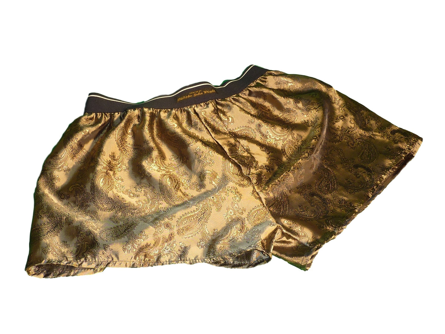 silk boxer shorts paisley pattern made in France SILVER & GOLD.