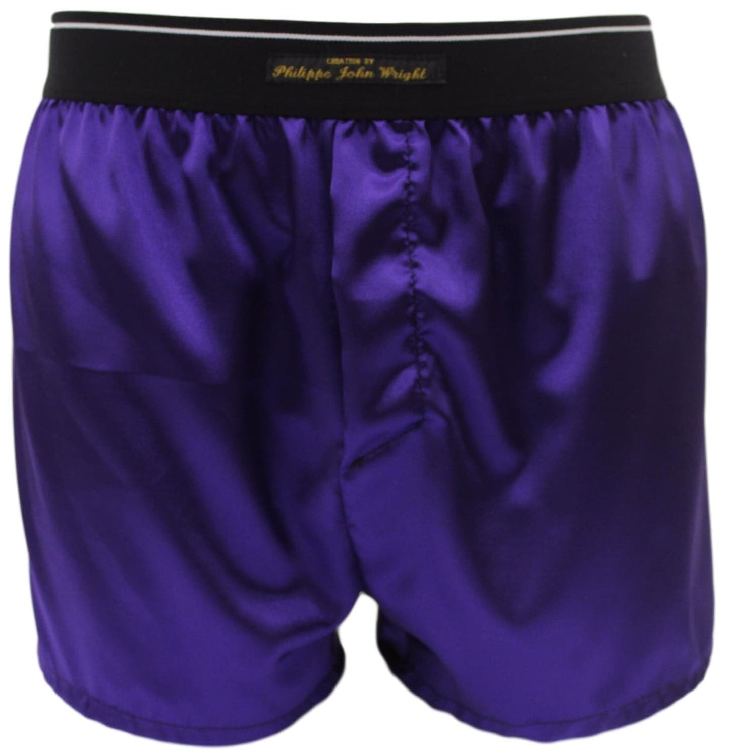 Purple satin boxer shorts for men made in France