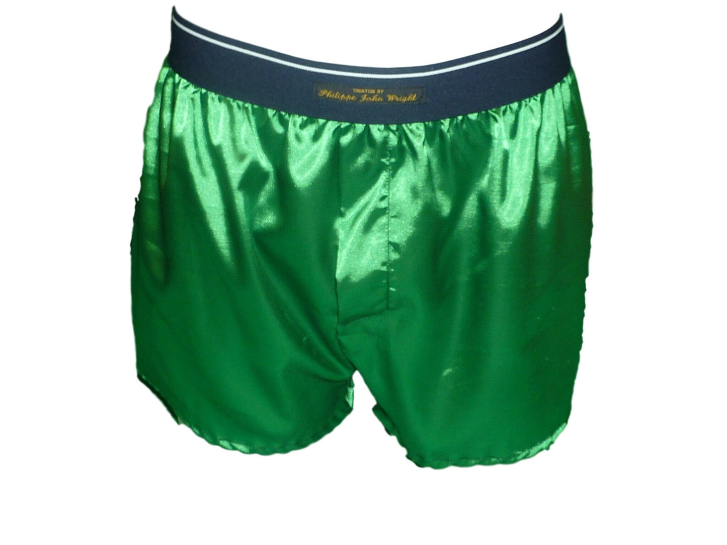 Forest green satin boxer shorts for men made in France