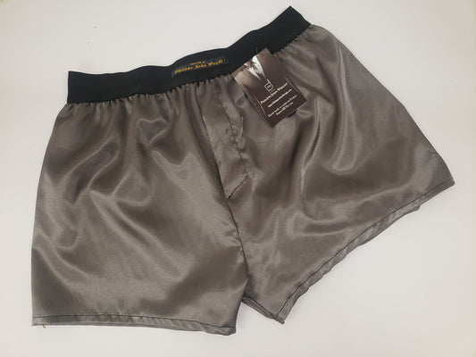 Silver satin boxer shorts for men made in France