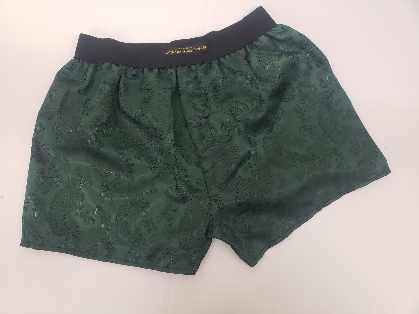 Silk boxer shorts paisley motif made in France