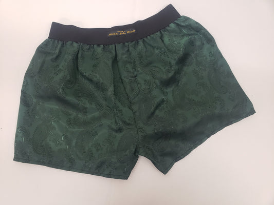 Silk boxer shorts paisley motif made in France