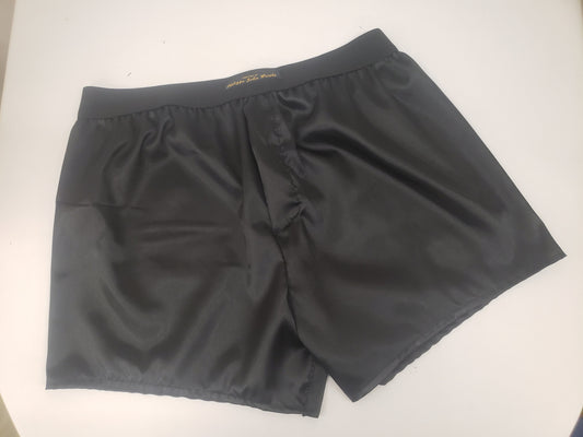 BLACK silky satin boxer shorts for men made in France